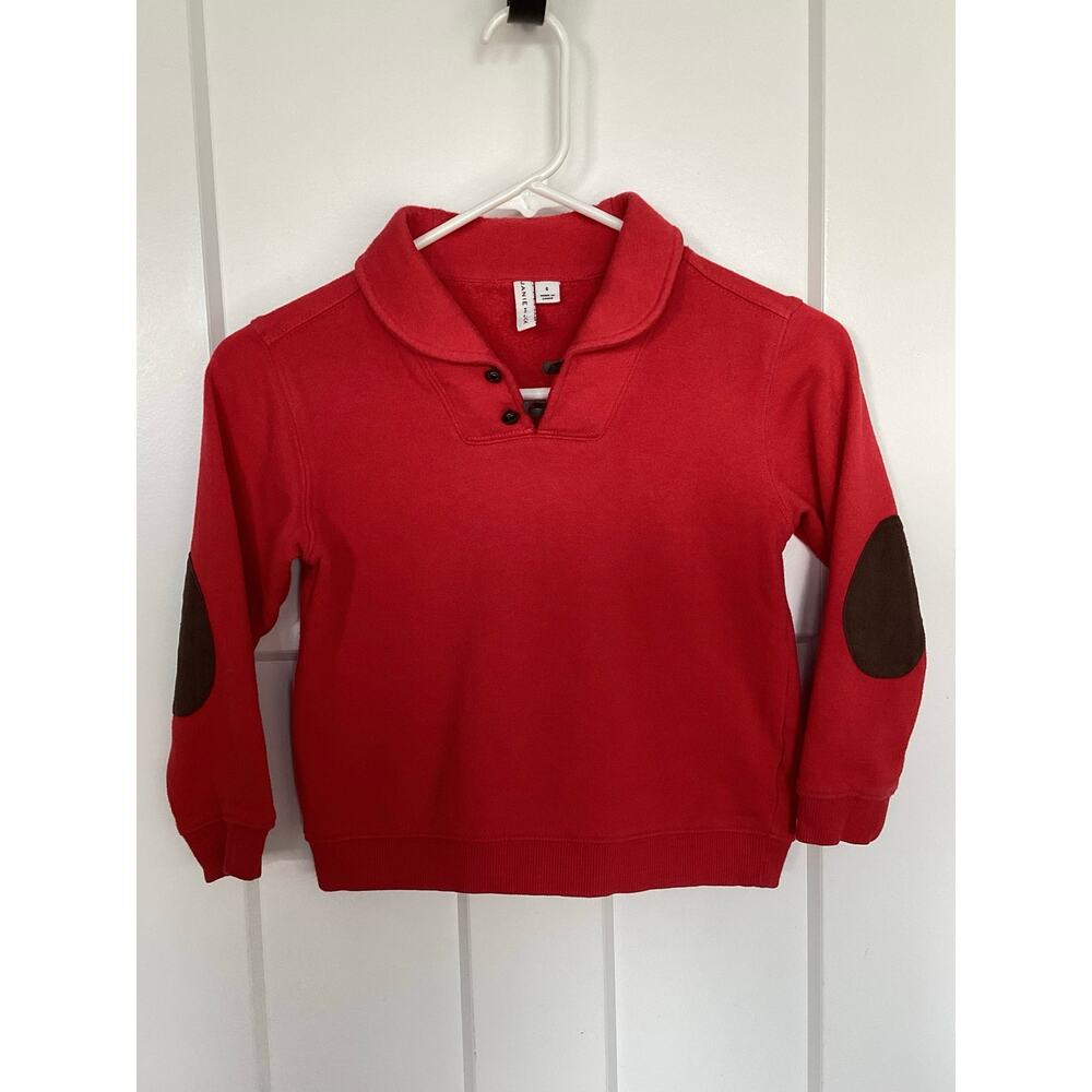 Janie and Jack Boys Cotton Blend Long Sleeve Pullover Sweater Shirt Red Size 6‎